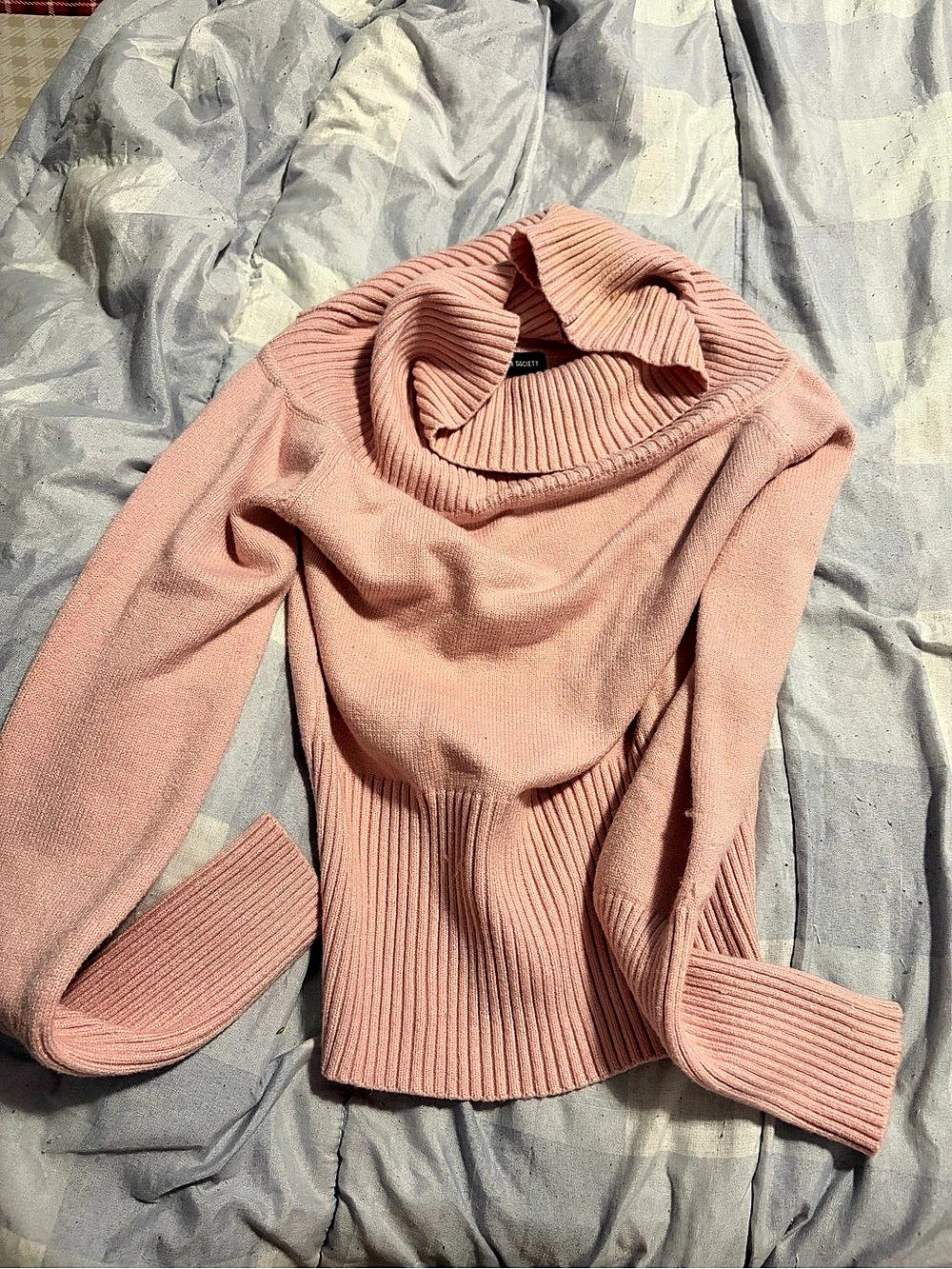 Streetwear Society Ribbed Cowl Neck Sweater in Pink Size XL